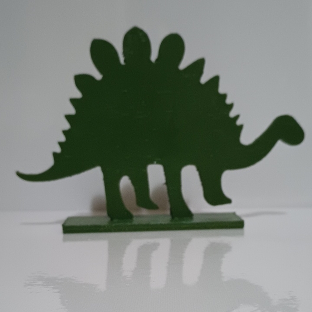 Hand Painted Green Stegosaurus Wooden Decor Figure